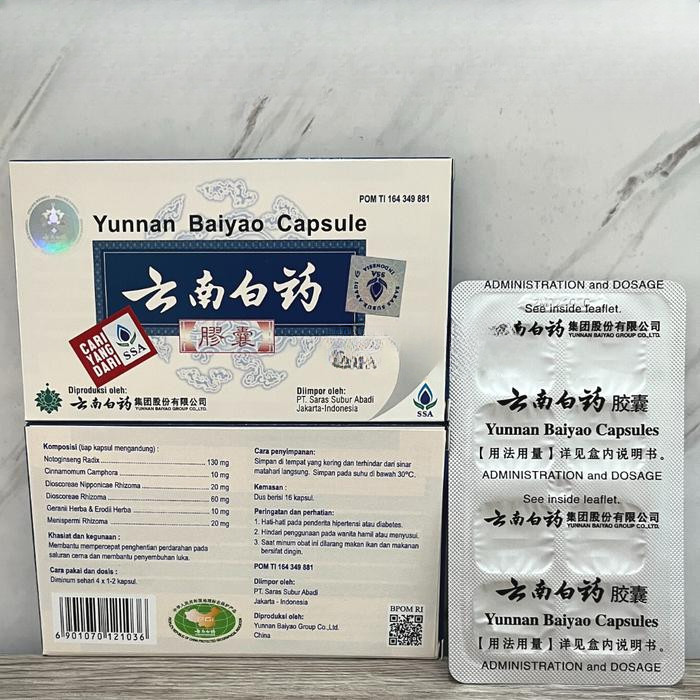 Yunnan Baiyao Capsule Jiaonang OBAT LUKA DALAM 16 Kapsul Herbal Alami Asli