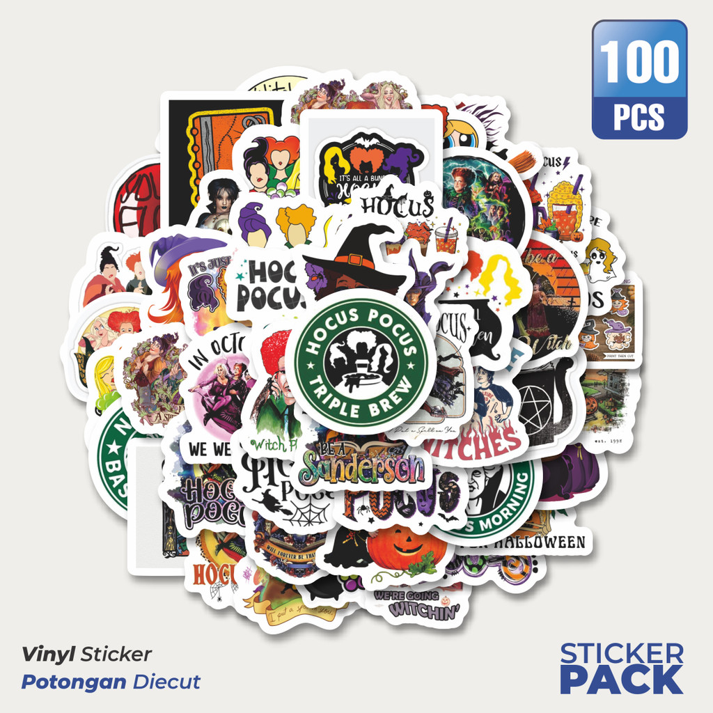 

Stiker Vinyl Stiker Kartun Hocus Pocus Witch / Penyihir Waterproof Aesthetic- Untuk Laptop, Motor, dan Helm - Paper Stationery Pack