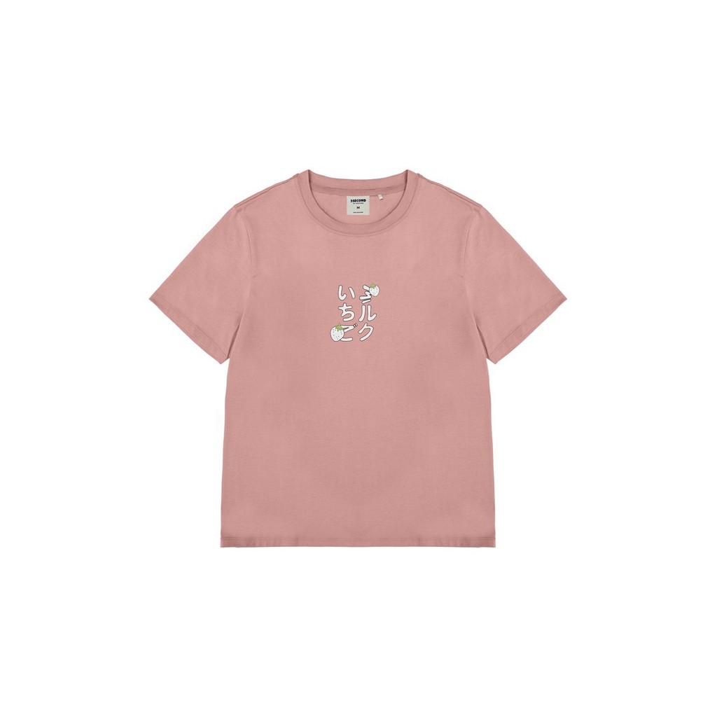 3Second Kaos Wanita Lengan Pendek Pink Strawberry Milk