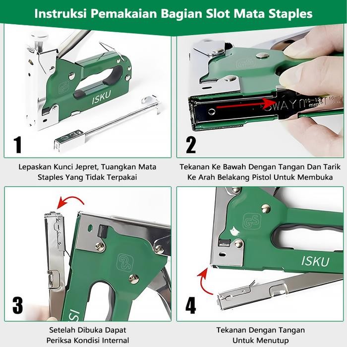 

ISKU staples tembak/stapler gun 3 in 1 tacker bisa 3 jenis staples - 1 set