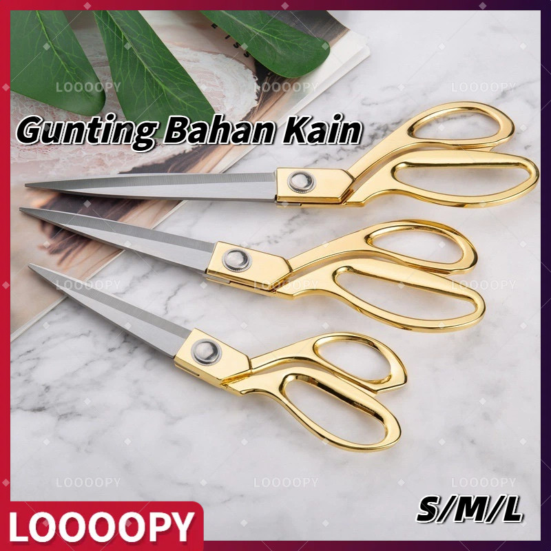 

LOOOOPY Gunting Potong Bahan Kain / Textile Scissors / Gunting Penjahit / Gagang Emas Gunting Pemotong Kain