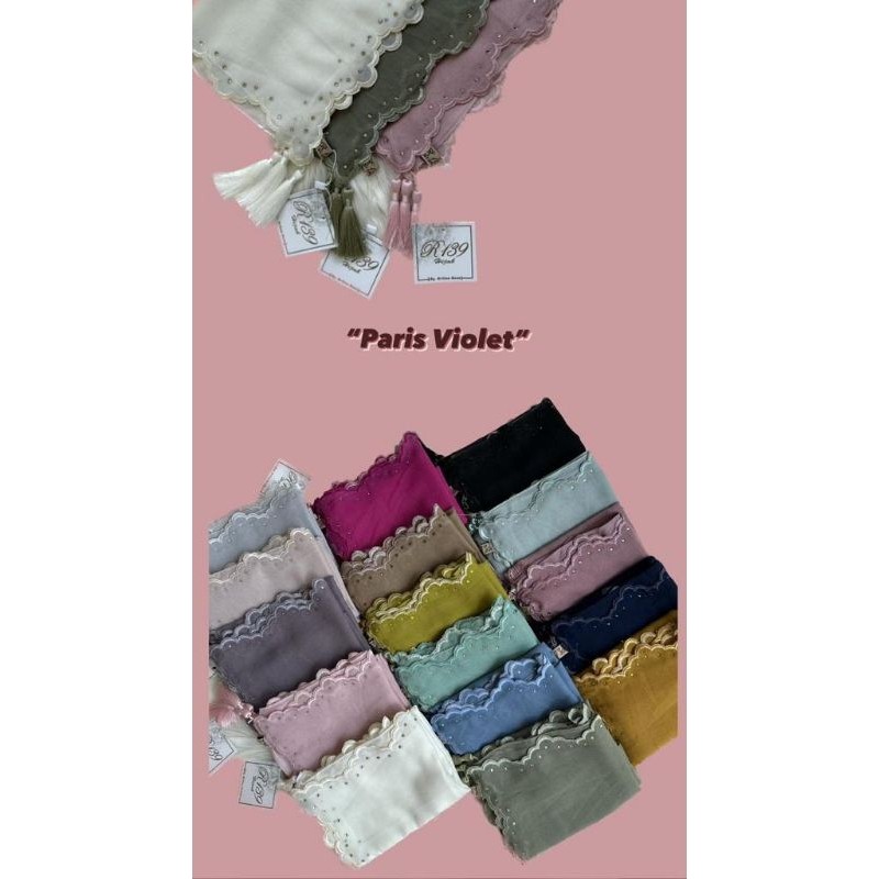 Jilbab segiempat R139 Paris violet