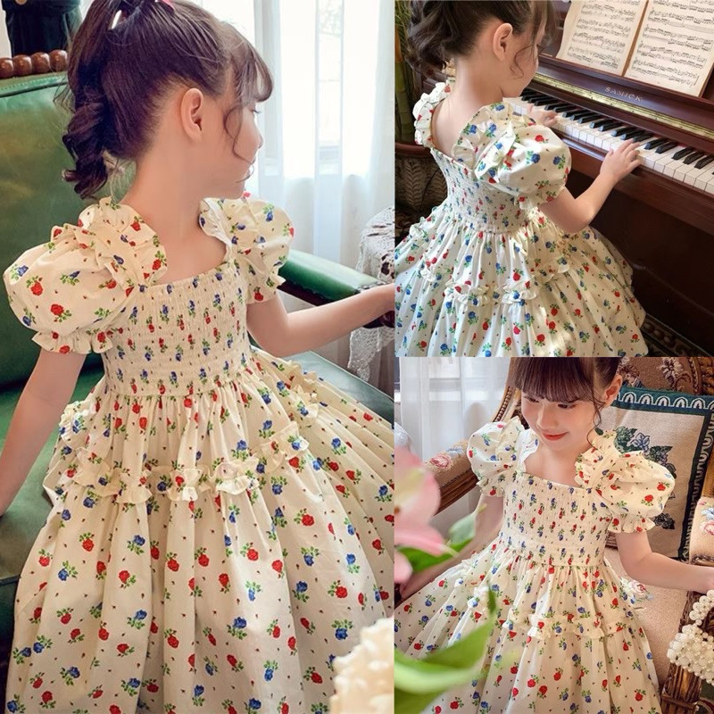 2-8Tahun Dress vintage bunga gaun anak perempuan cantik kekinian