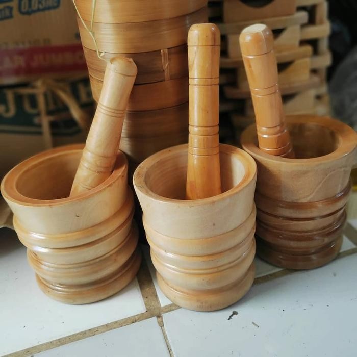 lumpang kayu / cobek kayu /alat tumbuk ukuran besar/lumpang kayu besar - Diameter 15 cm TS