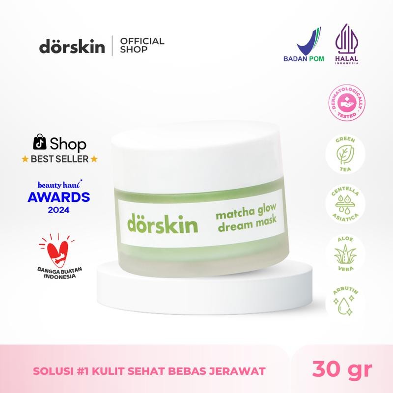 

Dorskin Matcha Glow Dream Mask Moisturizer - 2in1 Pelembap dan Obat Totol Jerawat Pagi Malam Tekstur Gel Cream Centella Asiatica