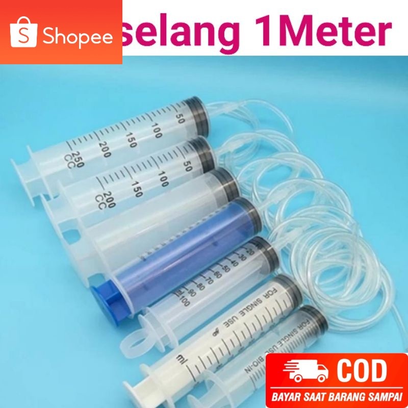 [KJ] SUNTIKAN BESAR 200ML 60cc 100ml 150cc 300ml LARGE SYRINGE bonus SELANG 1 Meter - grosir- COD - 