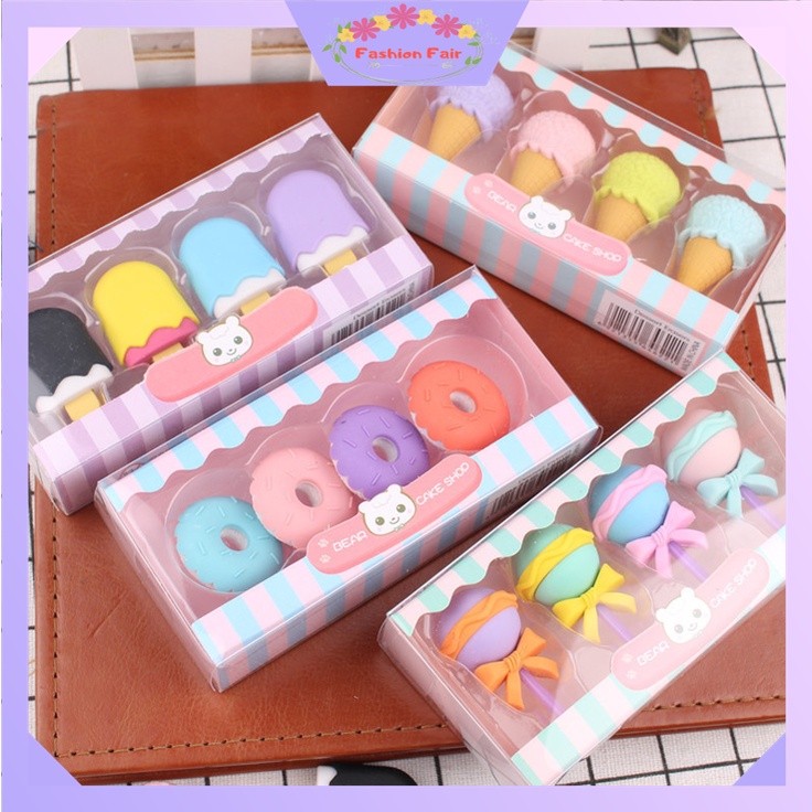 

FASHION FAIR - S5673 Penghapus Pensil Model Ice Cream Donat Lolipop / Penghapus Pensil Karakter Lucu / Penghapus Set Cute