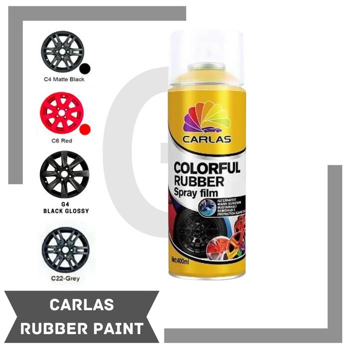 Spray cat velg mobil motor CARLAS RUBBER PAINT / Cat karet - C4 Black Doff