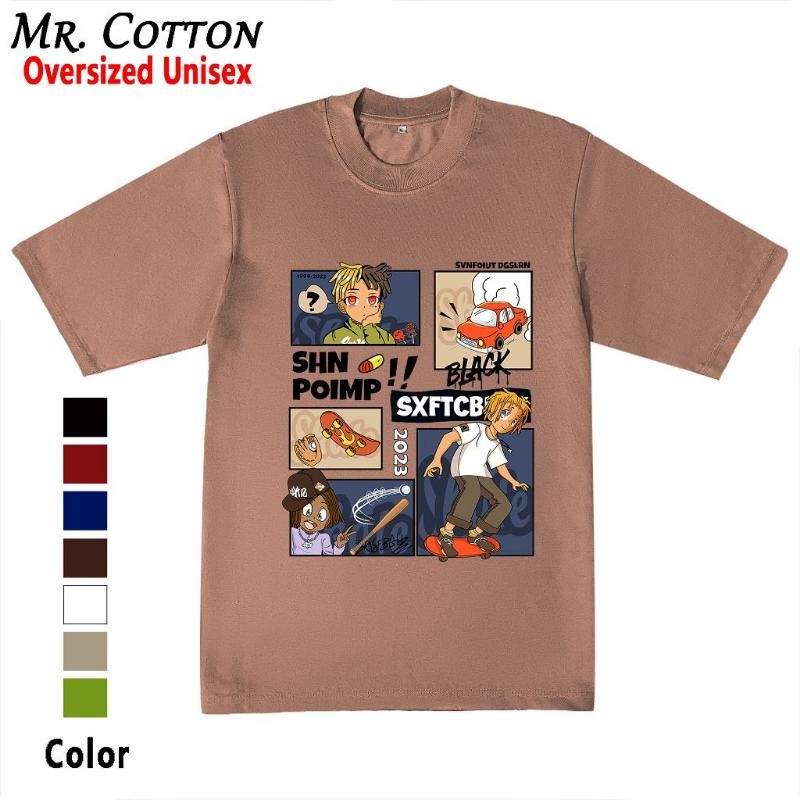 MR Kaus Katun Pakaian Jalanan Proclub Terinspirasi untuk Pria 2023 Kaus Kartun Leher Bulat Lengan Pe