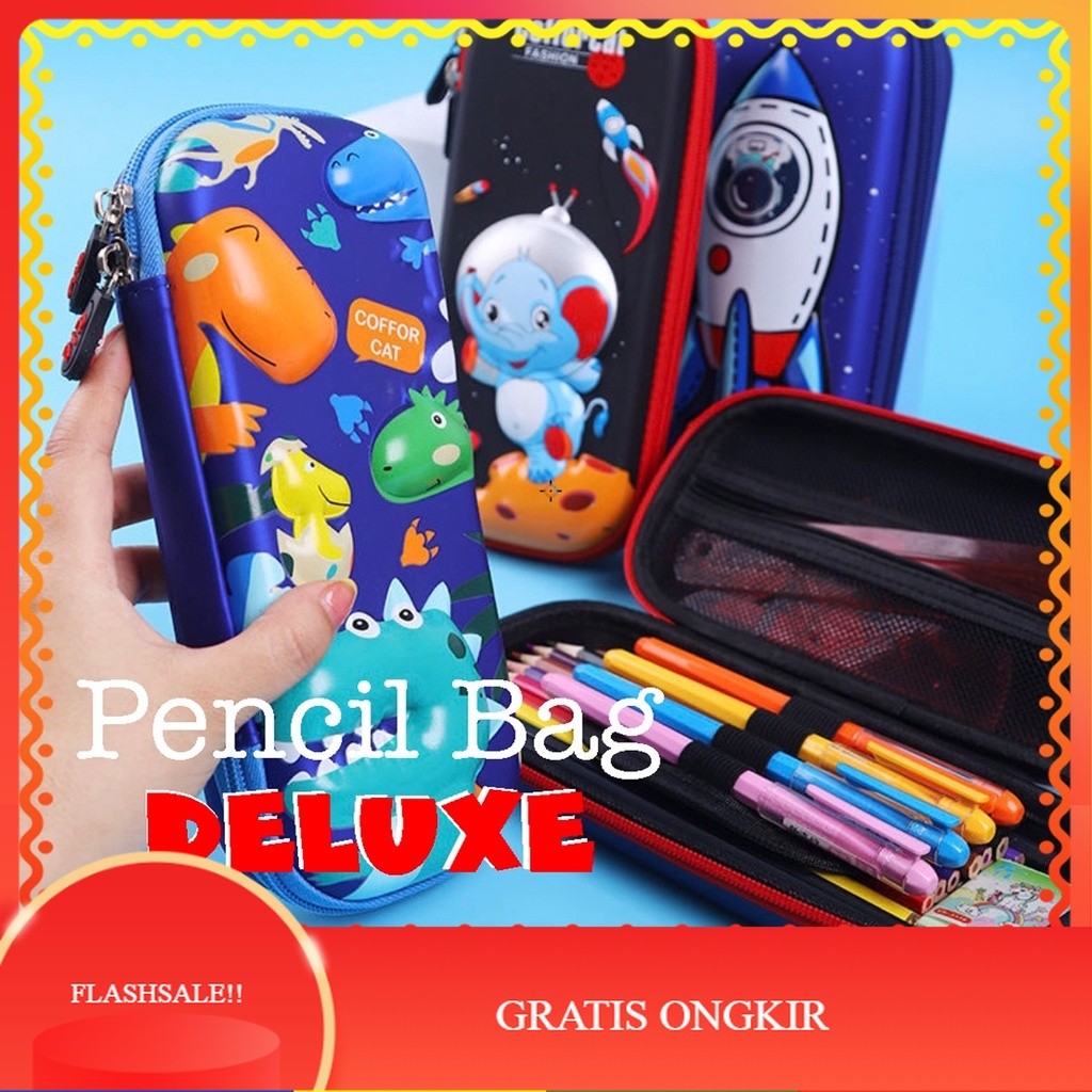 

【AGNES_ID】SALE!! WWH14B Tempat Pensil EVA Pen Pulpen Sekolah DELUXE School Pencil Bag Box TKM