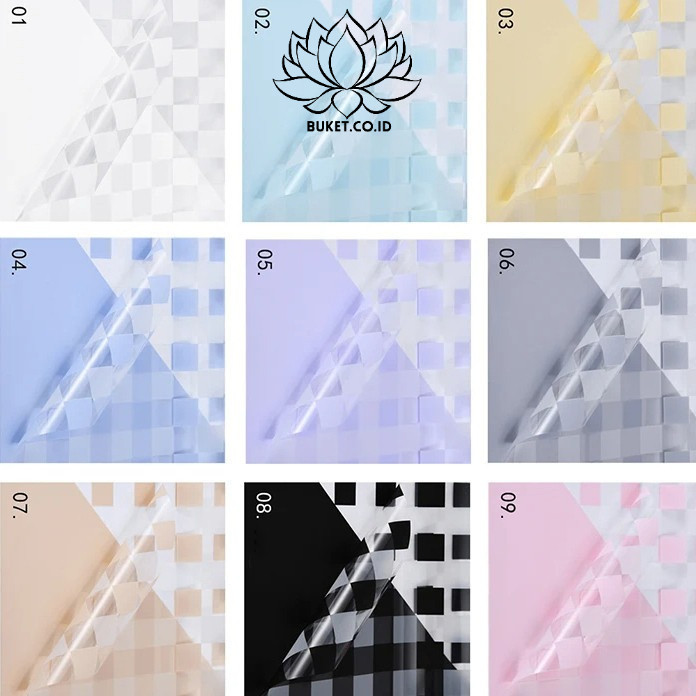 

[1 LEMBAR] Flower Wrapping Paper Rubik's Cube Kertas Buket Bunga Bunga Kotak Kotak Transparan Cellophane KB078