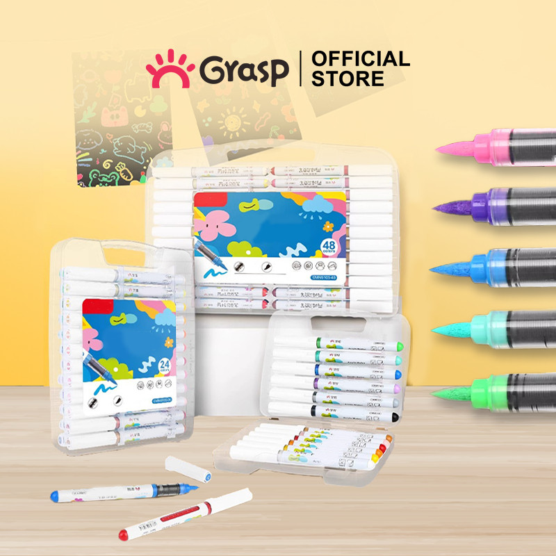 

Jaje.store GRASP Marker Acrylic Brush Pen 12/24/36/48 Warna Spidol Akrilik Lentur Sketsa Seni MW003