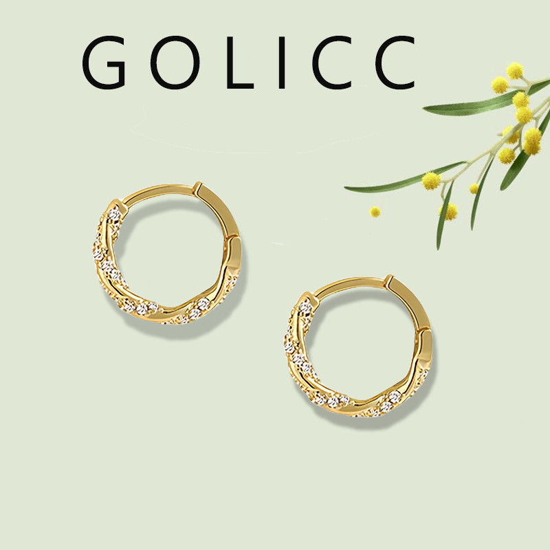 GoLicc - Anting Wanita, Anting Emas 17K Moissanite, Anting Bulat Dewasa