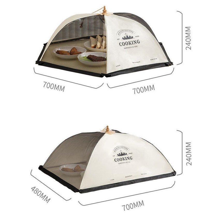 Tudung Saji Lipat Elegan Kain Tudung Saji Persegi Panjang/Bulat Penutup Makanan Lipat Cover Food