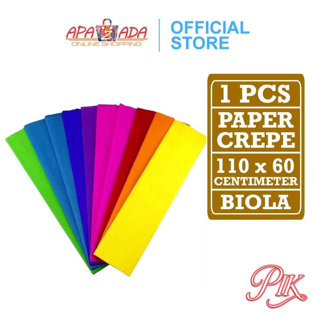 

Kertas Krep Biola Lembaran [110 x 60 Cm] Warna Warni / Crepe Paper Dekorasi Pesta