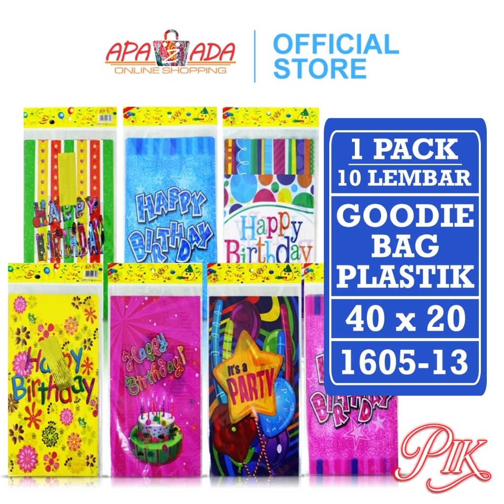 

Plastik Snack Ulang Tahun [1 Pack - 10 Lembar] / Plastik OPP M Goodie Bag Fancy 40 x 20