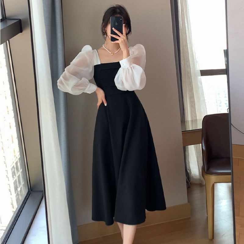 Gaun retro retro rok rok rok rok hitam disaging dress vintage wanita dress vintage korean style dres