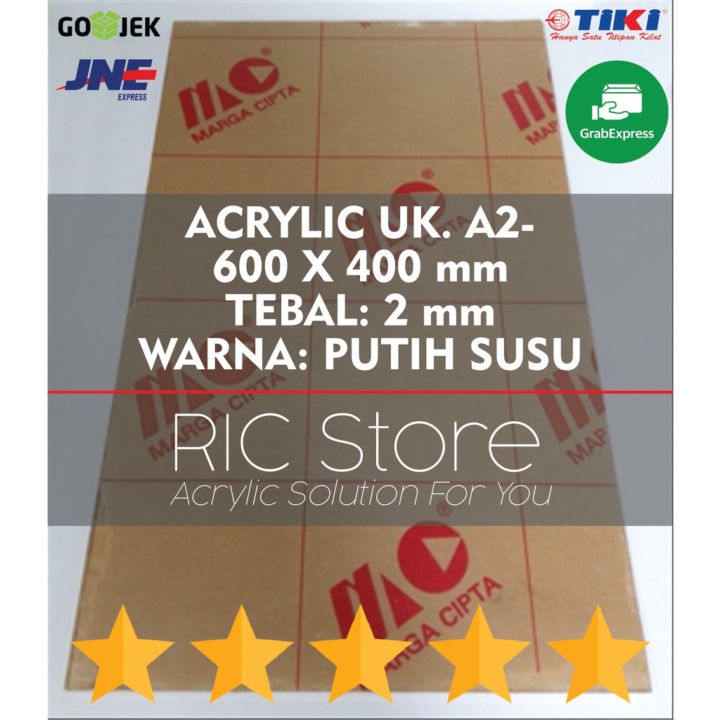 

KAYDEN STORE Acrylic / Akrilik Lembaran Uk. A2 - 60x40 Tebal 2mm PUTIH SUSU