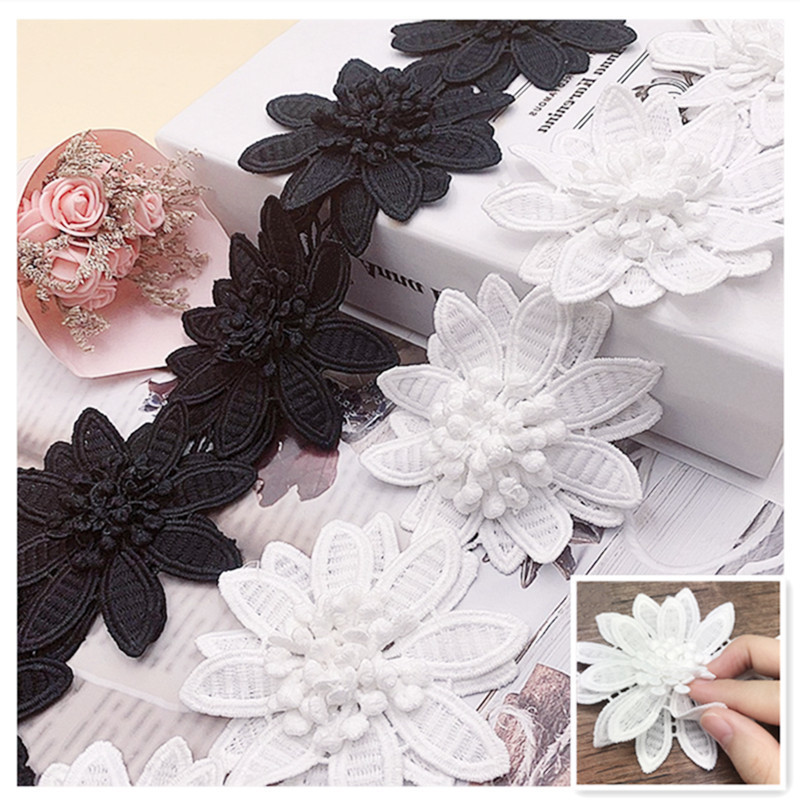 

NEW Exquisite Double Layer Embroidery 3D Lace Flowers DIY Clothes Dress Up Multipurpose Patch Knitted Trims Arts Crafts & Sewing