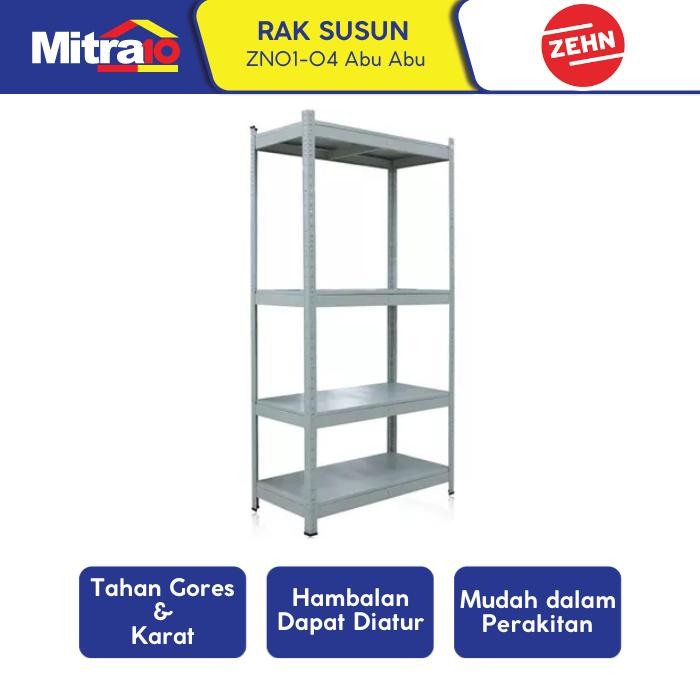 Zehn Rak Besi rack serbaguna Zn01-04 Tab Shelving Gray