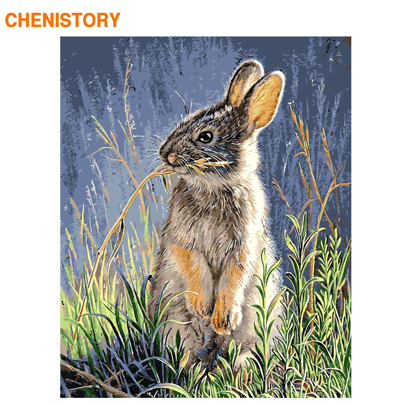 

CHENISTORY Frame 60x75cm DIY Painting By Numbers Kit Rabbit Animals Acrylic Coloring By Numbers For Home Decoration Wall Paints