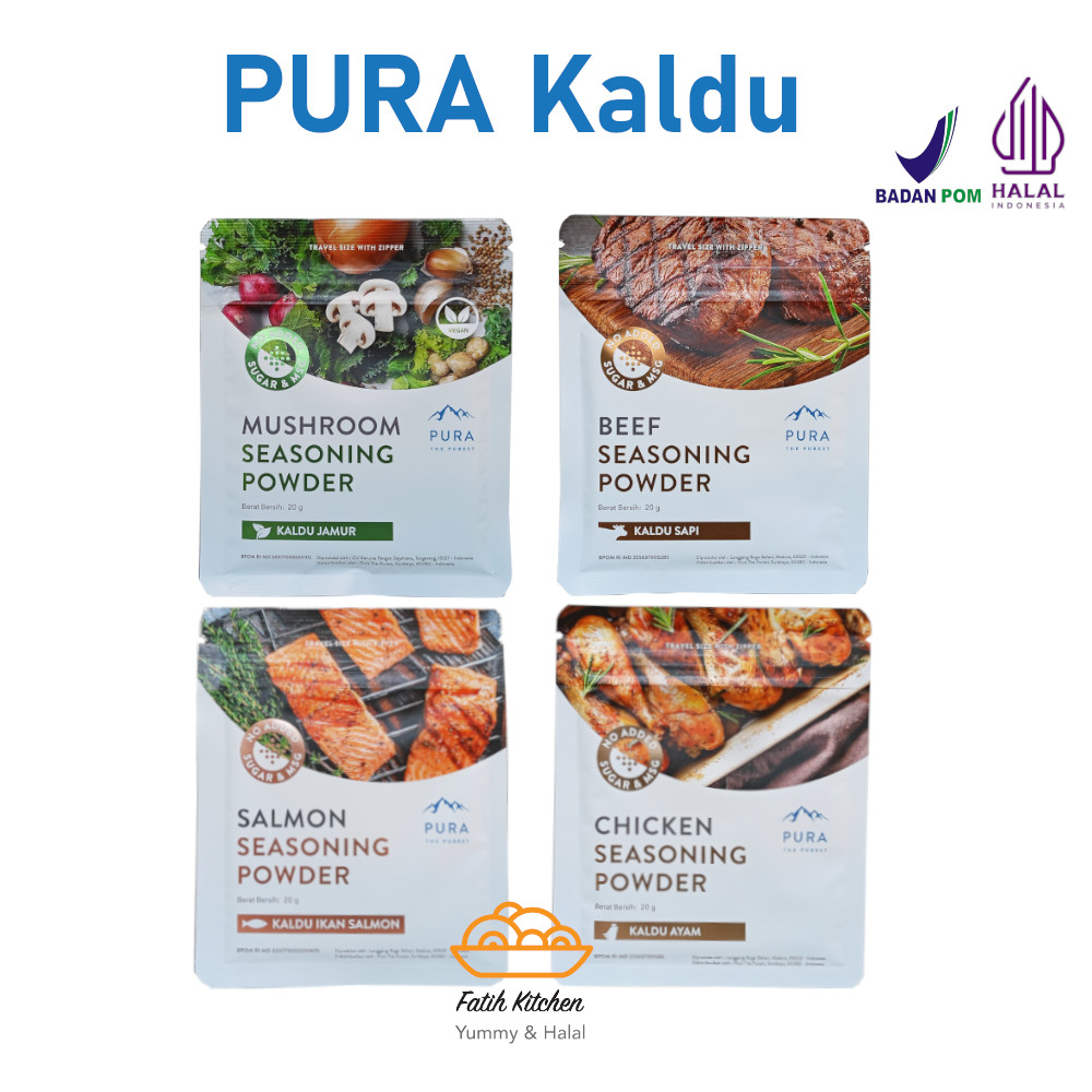 

PURA Kaldu Ayam, Salmon, Sapi, Jamur Sachet Tanpa MSG & Gula Tambahan Bumbu Serbaguna Cocok untuk MPASI