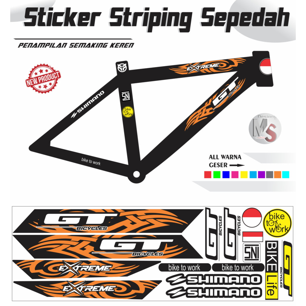 STICKER Striping Variasi Bike Stiker Sepeda Set GT EXTRIME STILE Y55