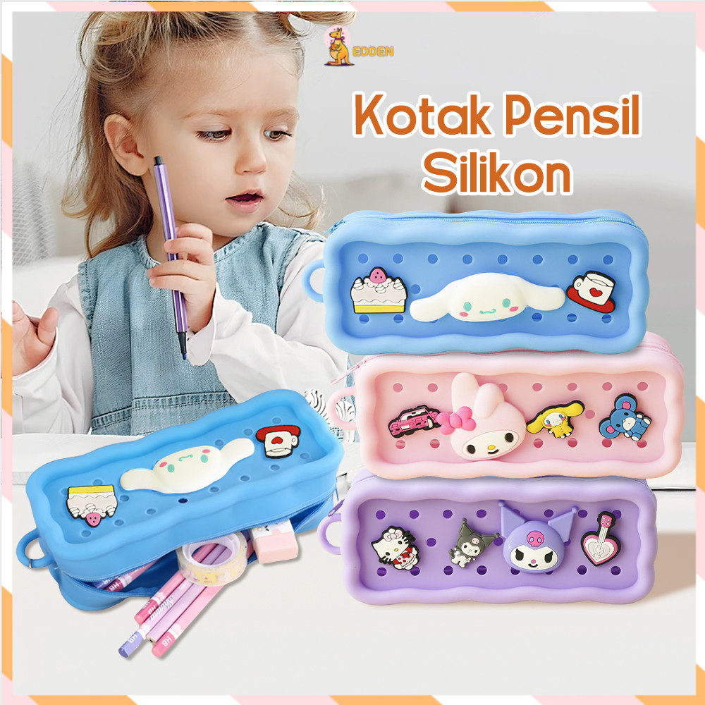 

​​Edden​​ Tempat Pensil Silikon DIY Lucu Kotak Pensil Karakter Kartun