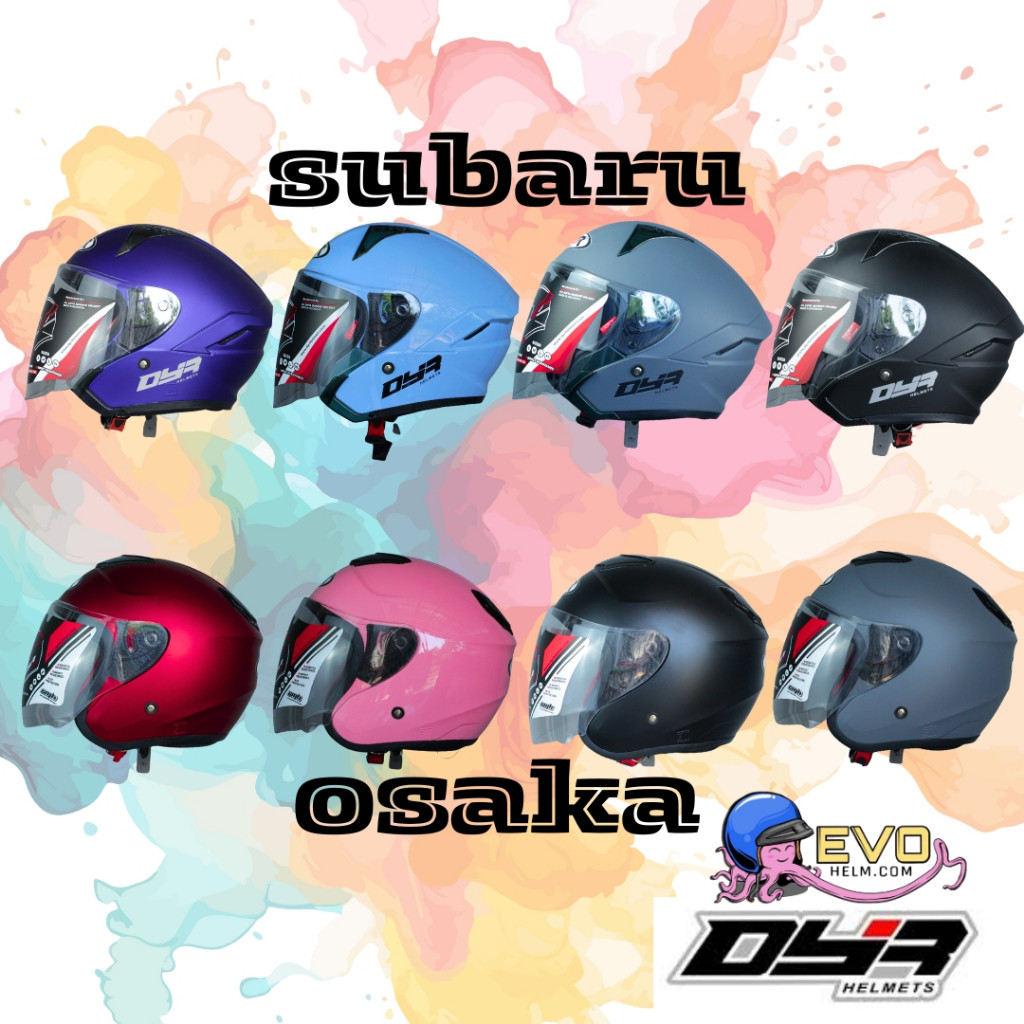 Helm Dyr Subaru & Dyr Oshaka Solid & Motif, Helm Wanita & Helm Pria, Helm Half Face Original 100%