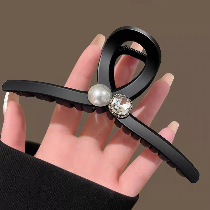 NINGNING HE027 Jepit Rambut Wanita Mutiara Matte Motif Satu Garis | Jepit Ikan Hiu Ukuran Besar, Des