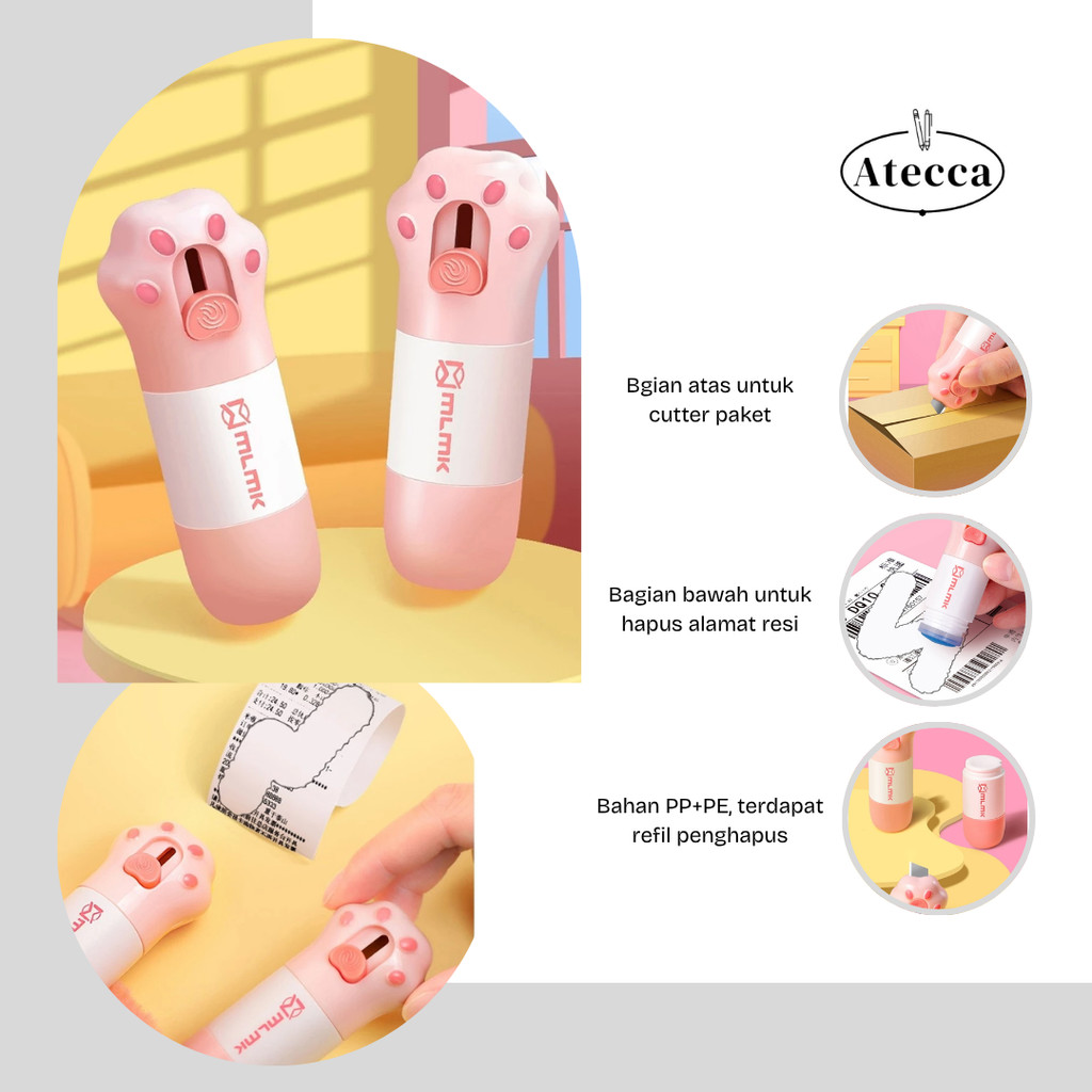 

Cutter Mini 2 in 1 Package Opener/Alat Buka Paket dan Penghapus Kertas Termal 2-in-1
