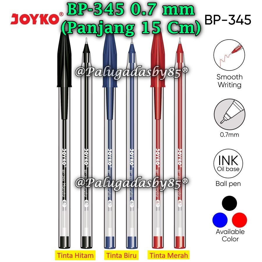 

(1 Pak/12) GROSIR Bolpen JOYKO BP-345 Haruto 0.7 mm / Ball Pen Pulpen Pena Joyko BP-345 (Pak/12)