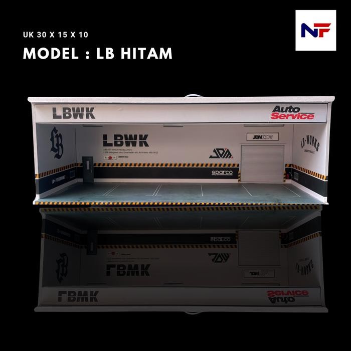 Diorama Bengkel Garasi Parkiran Diecast 1:64 Hot Wheels Mini GT LBWK - LBWK Hitam