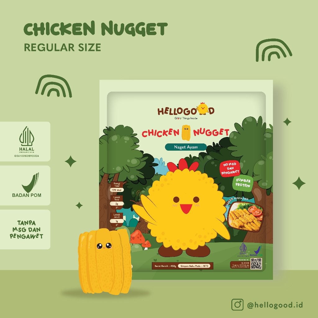 

HELLOGOOD Chicken Nugget - REGULER - Frozen Food No MSG, Izin Edar BPOM