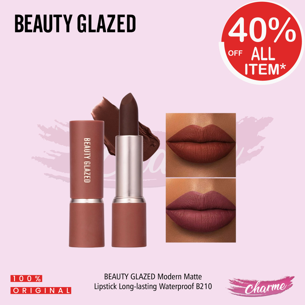 (READY & ORI) Beauty Glazed Lipstick Matte Pewarna Bibir  B210 Lip Cream Lip Velvet Pigmented Lipsti