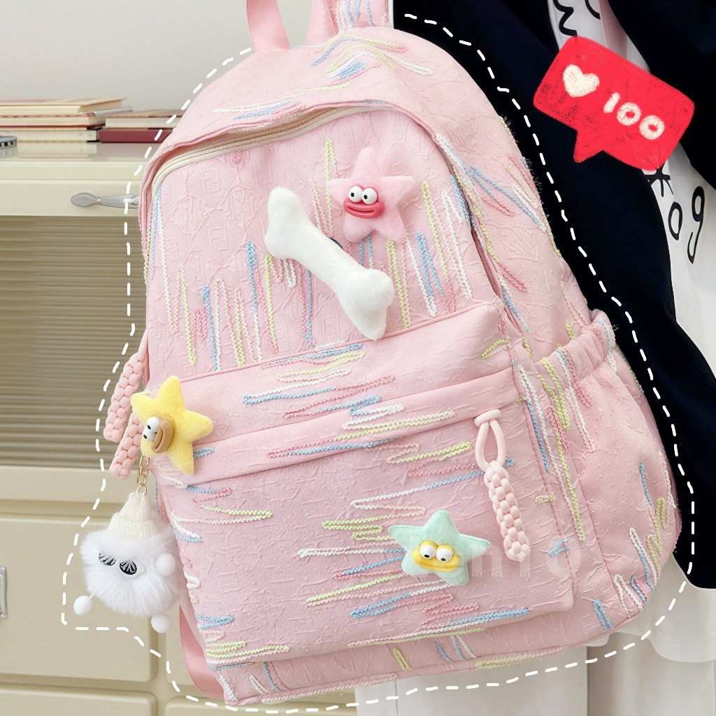 sarmilaayyshop【Cod】Tas Sekolah Pink/ Tas Sekolah Ins Lucu tas sekolah sma korean style Tas Sekolah W
