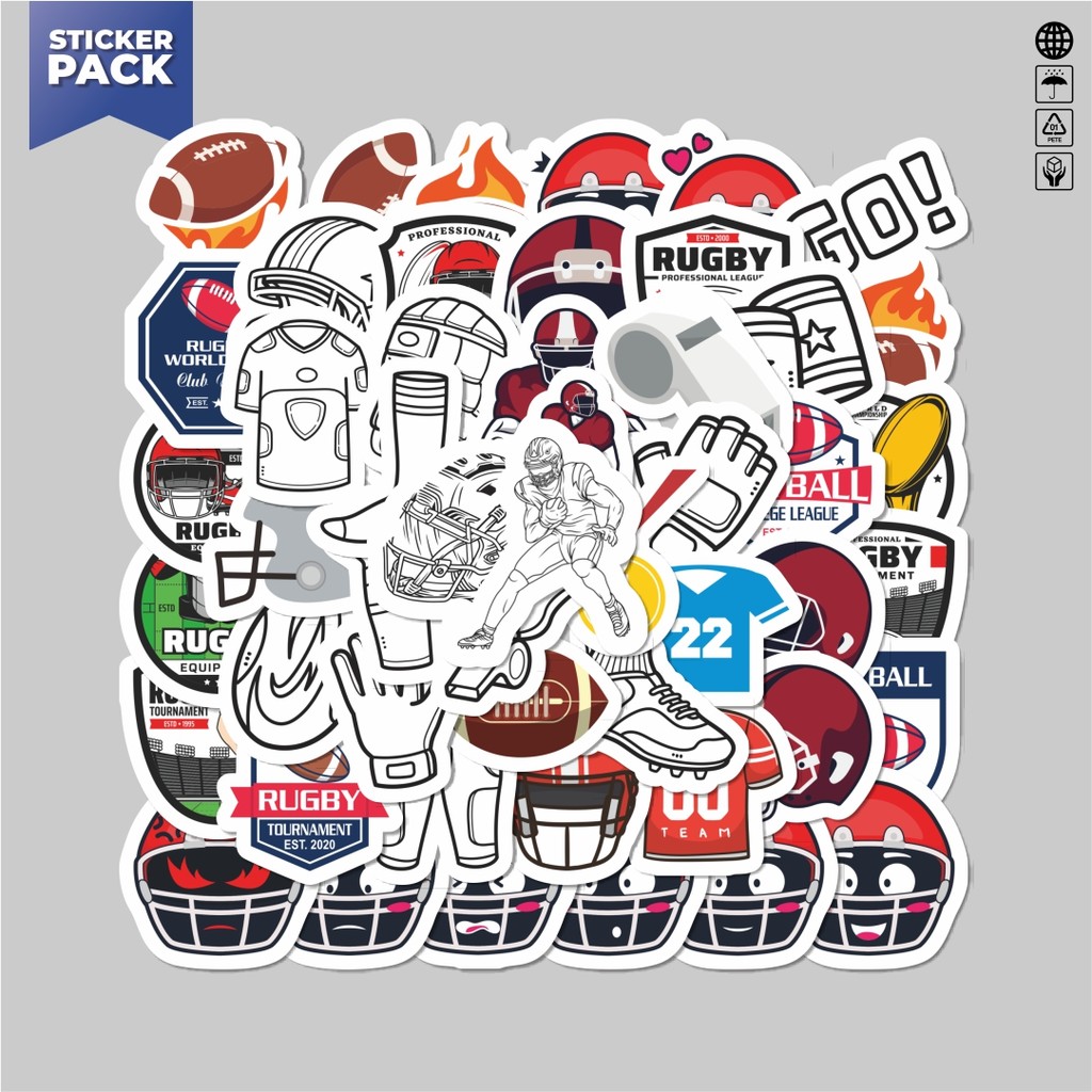 

[100PCS]Stiker Pack Stiker Olahraga Rugby Aesthetic Vinyl Anti Air Dekorasi Sticker Laptop Buku Journal Koper Helm Casing HP Gitar Helm Skateboard