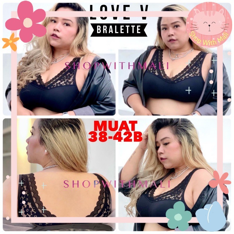 LOVE V BRALETTE JUMBO BIG SIZE 38 - 42 B Bra Pakaian Dalam Cantik Lucu Ukuran Besar