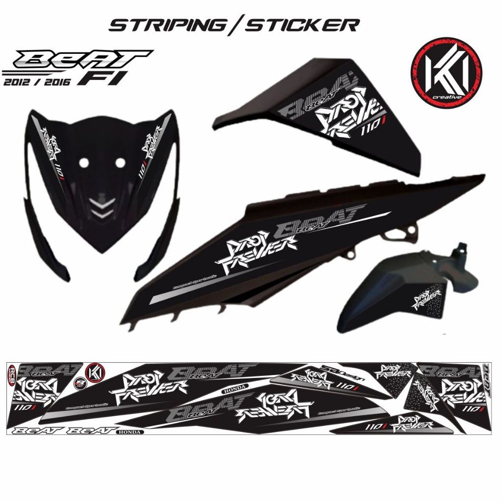 STIKER STRIPING POLET MOTOR BEAT F1 2014 MOTIF KEREN