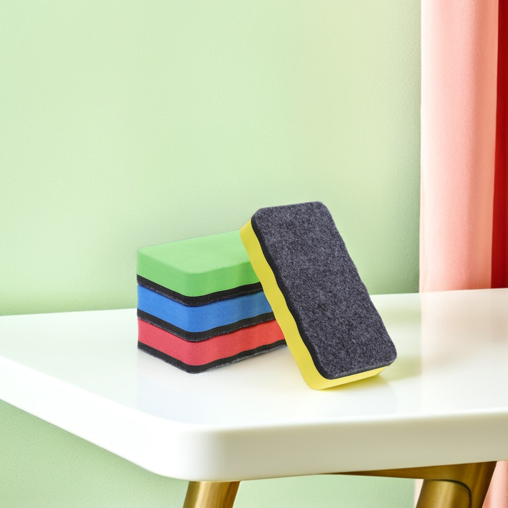 

4 Pcs EVA Felt Magnetic Blackboard Whiteboard Cleaner Dry Erasers Red Yellow Blue Green for Kids Handheld Board Kit