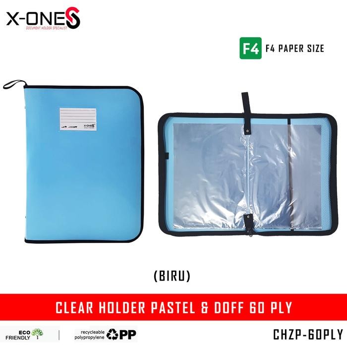 

AHHA X-ONE CLEAR HOLDER ZIPPER PASTEL DOFF 60 PLY F4 PLASTIK BENING DISPLAY BOOK RESLETING / CHZP-60 PLY - Biru