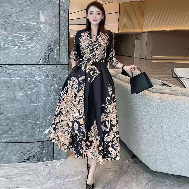 SSFW Elizabeth Dress Retro Premium/Hitam Dress Batik Kondangan Mewah