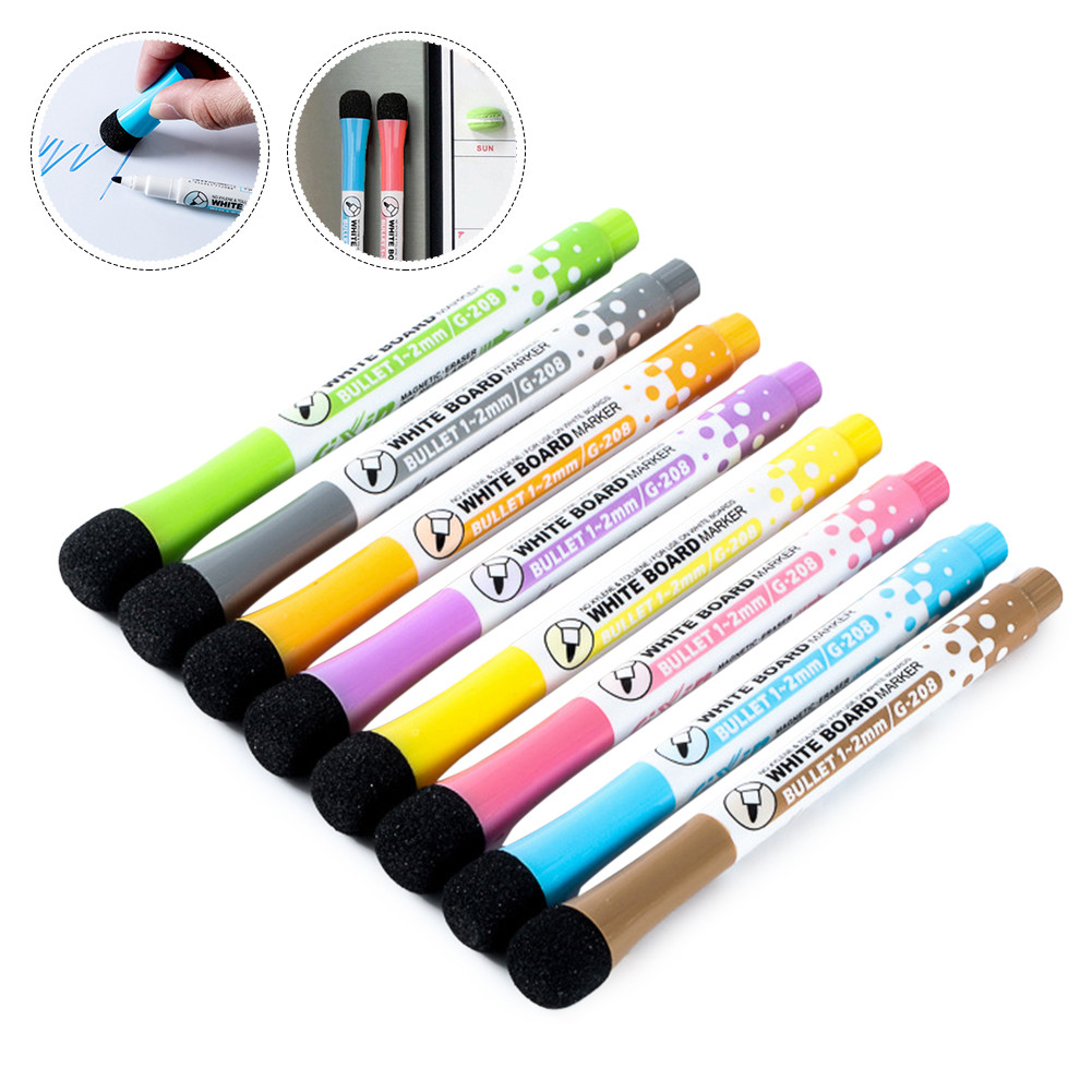 

Magnetic Whiteboard Markers Erasable Liquid Chalk Markers with Eraser Water-base Ink Quick Drying Office Supplies