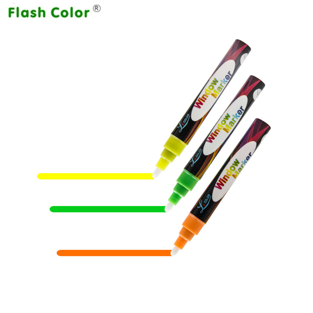 

Flashcolor 3pcs Highlighter Liquid Chalk Marker Pen 6mm Round&Oblique Interchangeable Tip For Chalkboard Sticker,Painting