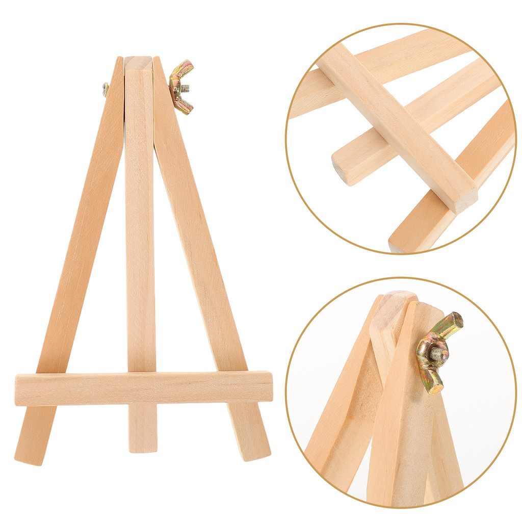 

Mini Tabletop Wood Display Easel Small Painting Triangle Frame Bracket Photo Holder Seasoned Beechwood Easel Versatile