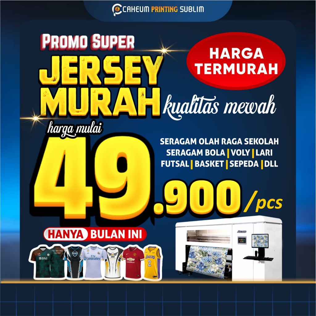 Jersey Futsal Kaos Voli Full Printing Satuan Cewek Cowok Desain Custom Baju Bola