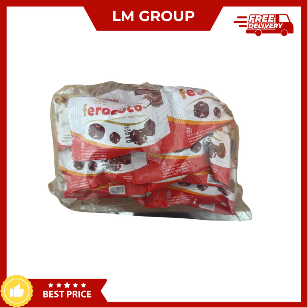 

Ferococo Crunchy Choco Ball 1 Renceng Isi 20 pcs @8gr LM Snack Grosir