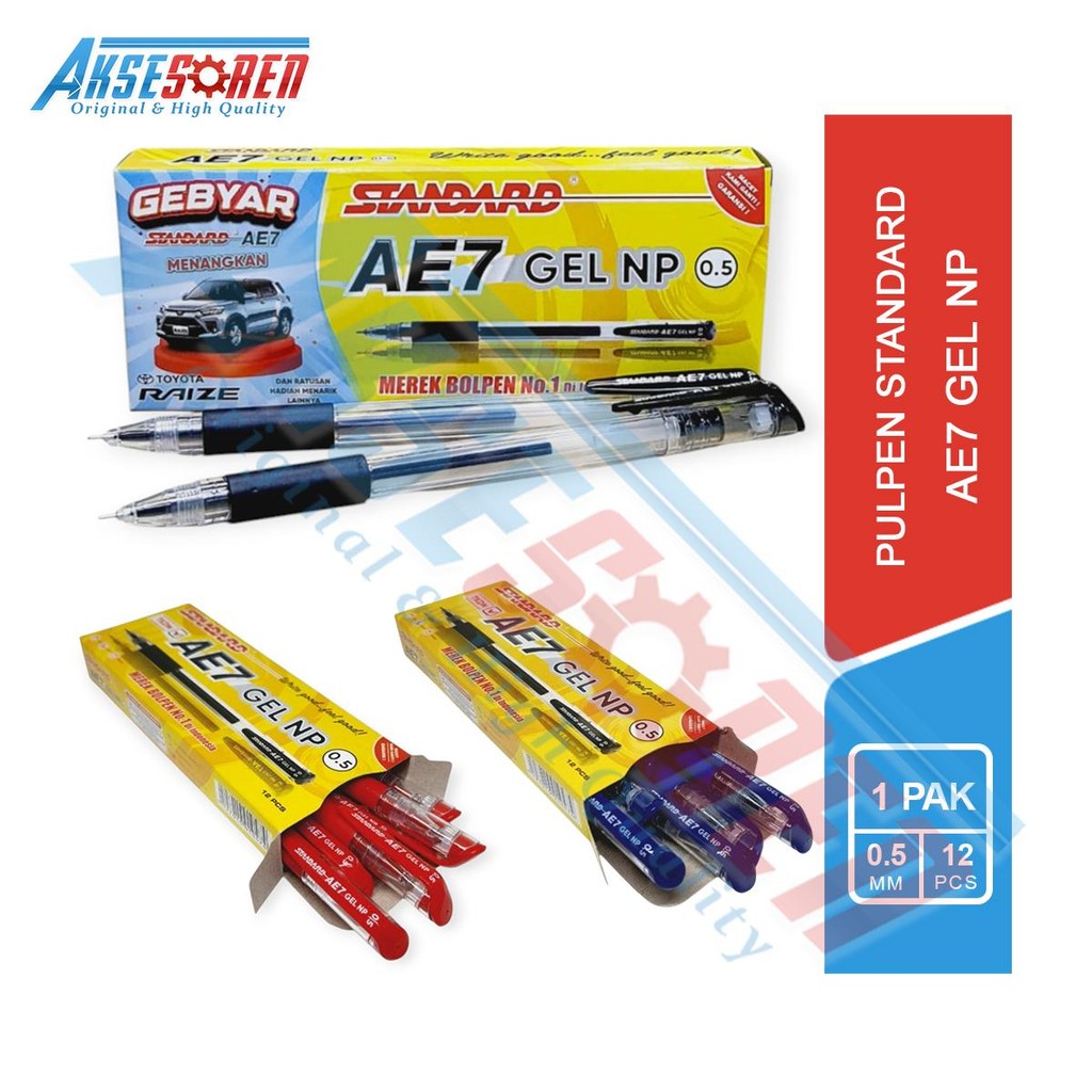 

Aksesoren Pulpen Gel NP AE7 Standard [1 Pack/12 Pcs] / Bolpen Tinta Hitam Biru Merah 1 Pak / Pena Bollpoint Jel