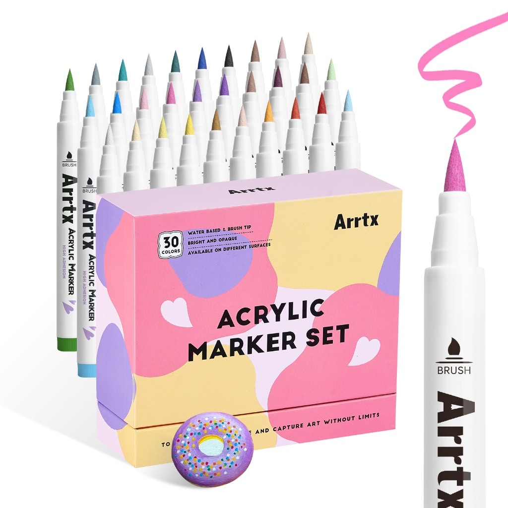 

arrtx acrylic brush marker/spidol akrilik set 30 colors saturated AACM-0530D