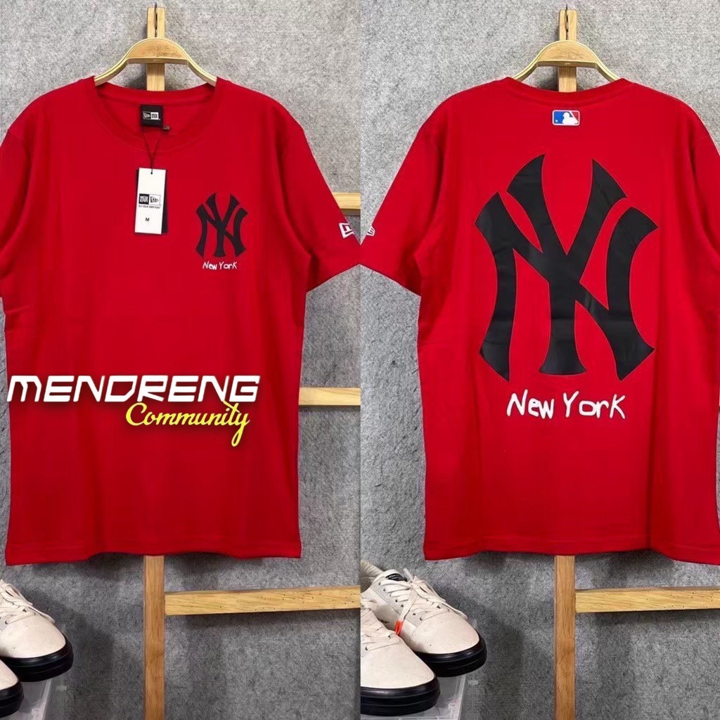 Kaos Distro Ny Merah Pria Wanita Lengan Pendek